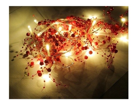 Елочная гирлянда светодиодная "Красные бусы" LED купить, светодиодная гирлянда на елку