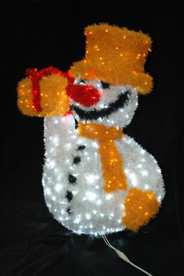 Пушистая 3D фигура LED "Снеговик малый", светодиодная фигура Снеговик пушистые световые фигуры, новогодняя фигура снеговик малый, объемные световые фигуры купить