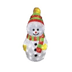 светодиодная акриловая фигура "Снеговик с шарфом" 30см 513-275, светодиодные акриловые фигуры купить, акриловые 3D фигуры светодиодные, новогодняя иллюминация гирлянды