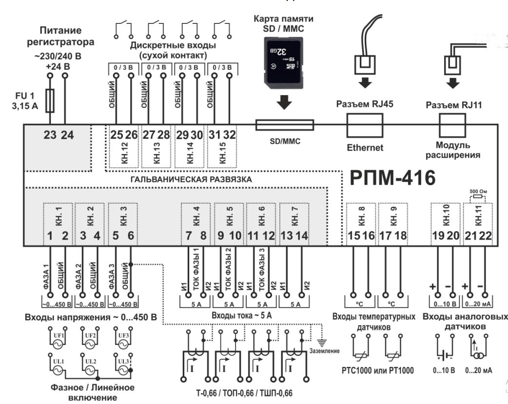 Схемы подключения регистратор. Регистратор РПМ-16-4-3. РПМ-416 регистратор электрических параметров. Схема подключения РПМ 416. Регистратор электрических процессов микропроцессорный РПМ-416.
