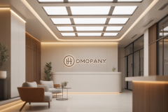 Современная приёмная с равномерным белым светом 5000K от потолочных LED-светильников — зона богатства по фэн-шуй