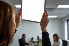 lucid-origin_A_close-up_of_a_woman’s_hands_gently_adjusting_the_angle_of_a_sleek_modern_cei-0